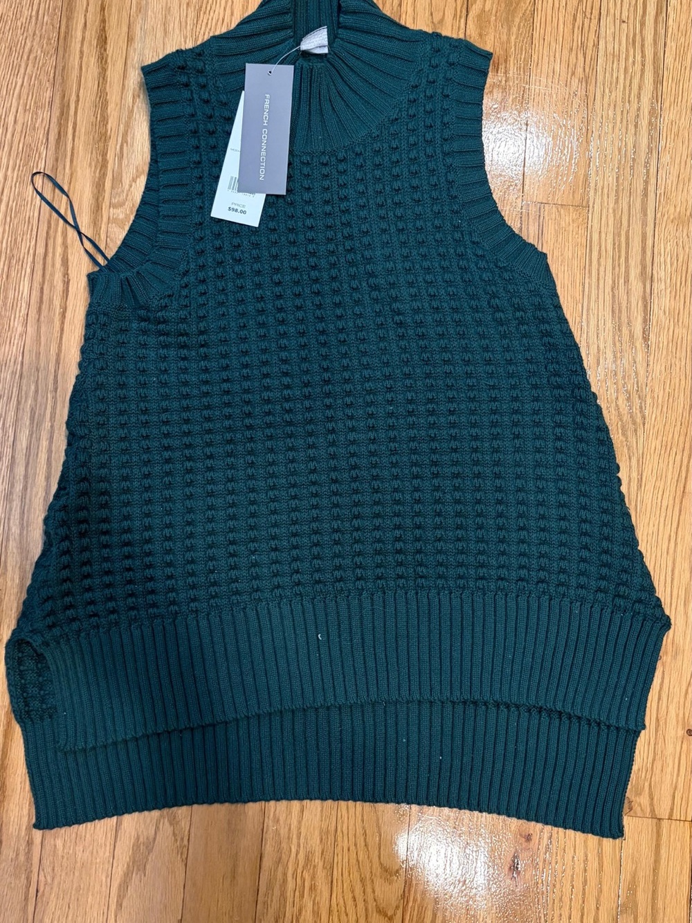 French Connection green Knit Sleeveless Mock Neck Sweater